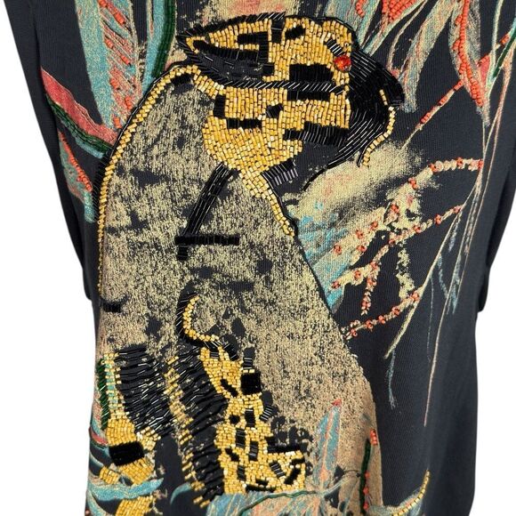 Free People Black Pure Cotton Embellished Jungle Bay Embroidered Tunic Tank Top - Picture 4 of 10